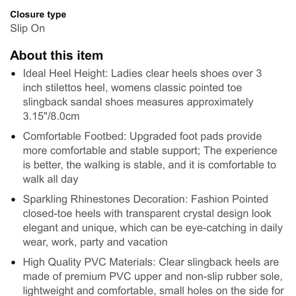 JENN ARDOR Slingback Pumps Pointed Closed Toe Transparent Heels - Picture 5 of 9